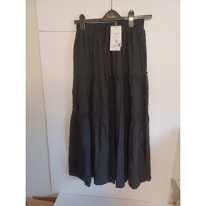 HAEOF Women's Boho Elastic High Waist Ruffle  Beach Maxi Skirt Small